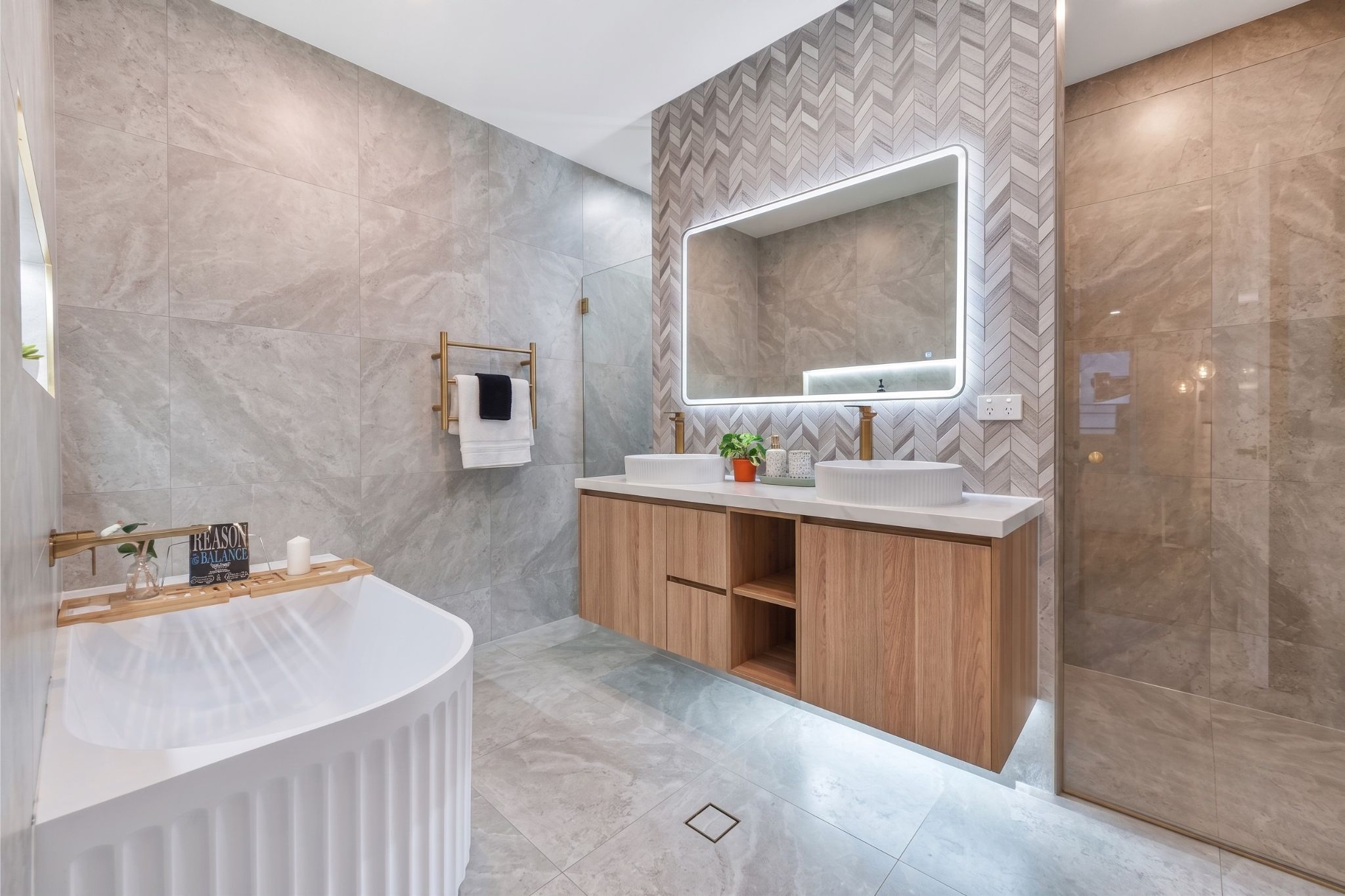 Luxury bathroom with marble